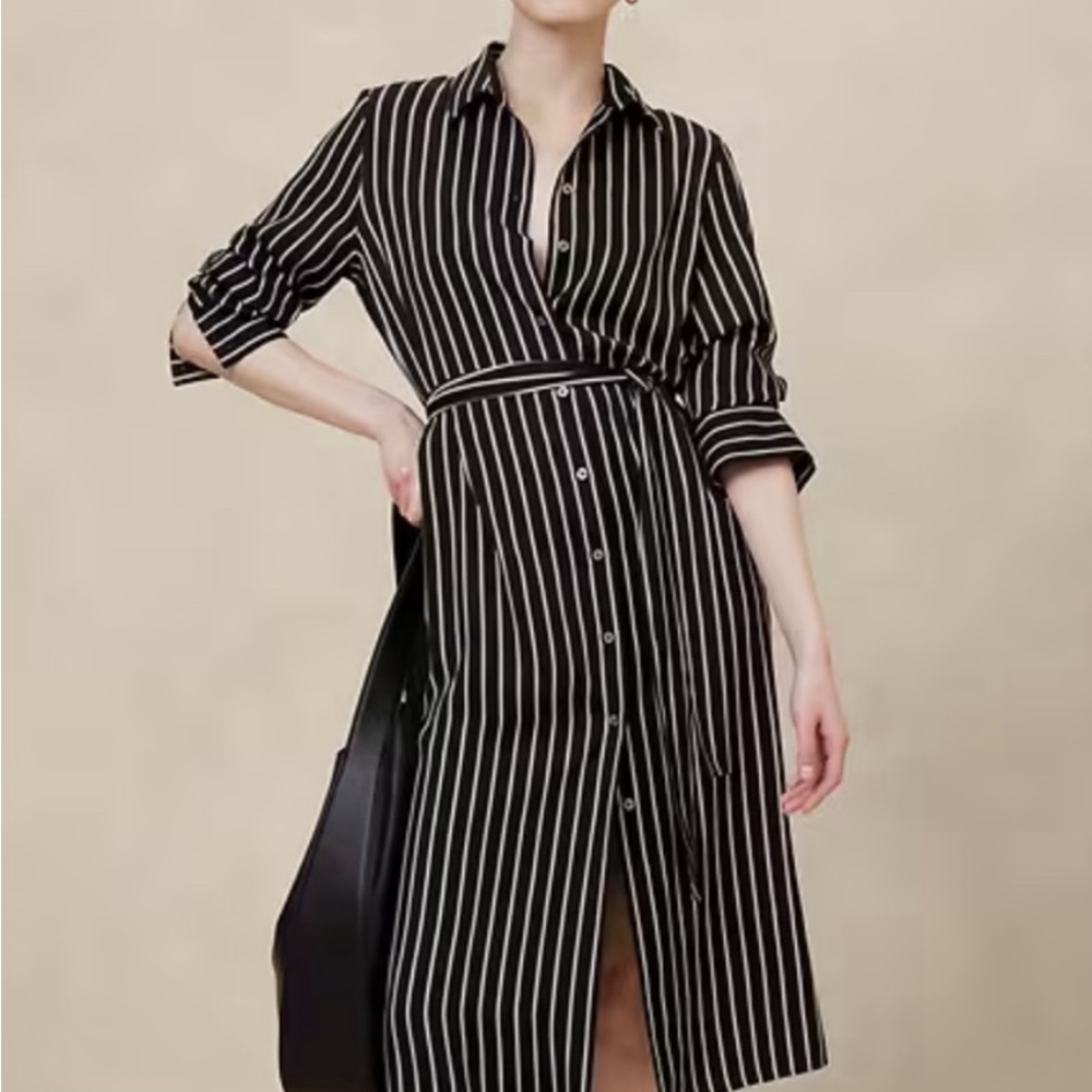 Banana republic tie long shirt dress